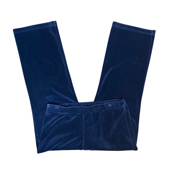 Ralph Lauren Sz Large Wide Straight Leg Blue Velvet Athleisure Comfortable Pants - Picture 1 of 5